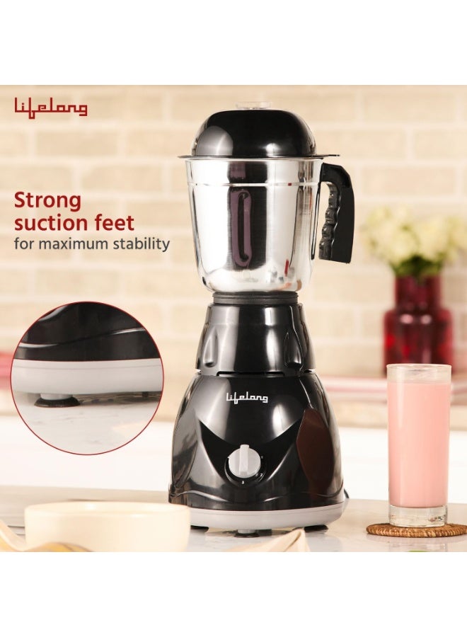 Lifelong LLMG23 Power Pro 500-Watt Mixer Grinder with 3 Jars (Liquidizing, Wet Grinding and Chutney Jar), Stainless Steel blades, 1 Year Warranty (Black) - Image 4