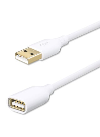 USB 2.0 Extension Cable A Male to A Female Charging and Syncing USB Extender Cord 10ft White - pzsku/Z9EF404320E960FDC162CZ/45/_/1701228480/08b469d7-fdcb-4171-9fdd-00ff86e061fc