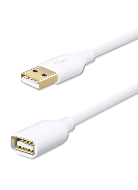 USB 2.0 Extension Cable A Male to A Female Charging and Syncing USB Extender Cord 10ft White