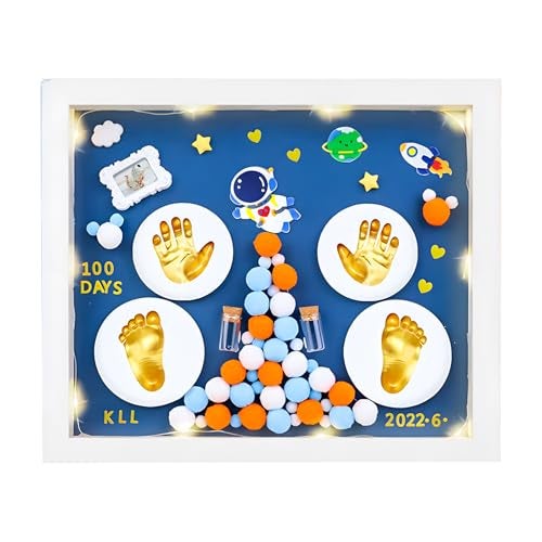 Koochie-Koo Baby Hand and Foot Casting Kit, Photo Frame Casting Baby Hand and Foot Prints, Keepsake Set with Frame and Clay, Ideal for New Born Babies, Blue, 0-2 Years (Set of 1) - Image 1