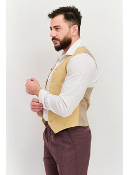 Asos Design Men Regular Fit Solid Semi-Formal Vest, Beige  - Image 3