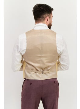 Asos Design Men Regular Fit Solid Semi-Formal Vest, Beige  - Image 4