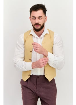 Asos Design Men Regular Fit Solid Semi-Formal Vest, Beige  - Image 1