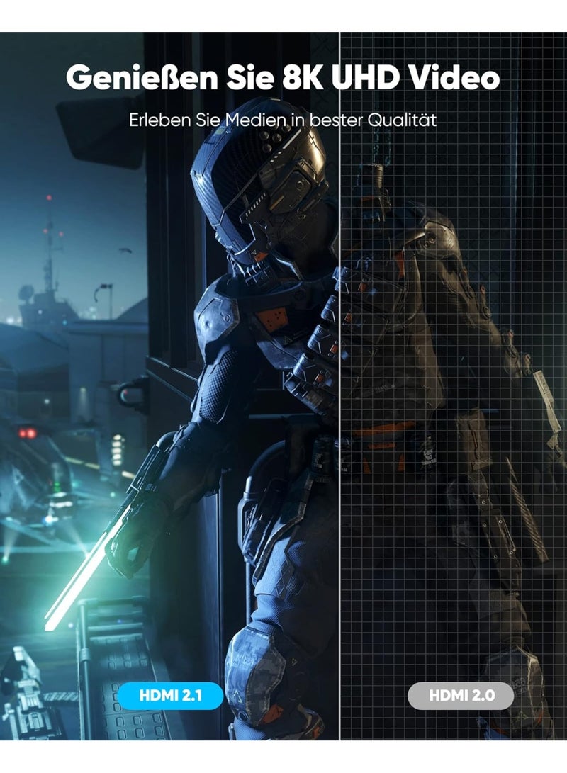 HDMI Cable 10m 8K – 48Gbps High-Speed, 8K@60Hz, 4K@120Hz, 7680P, eARC, HDCP 2.2 & 2.3, DTS:X, Dynamic HDR 10 – Compatible with PS5/PS4/PS3 - Image 2