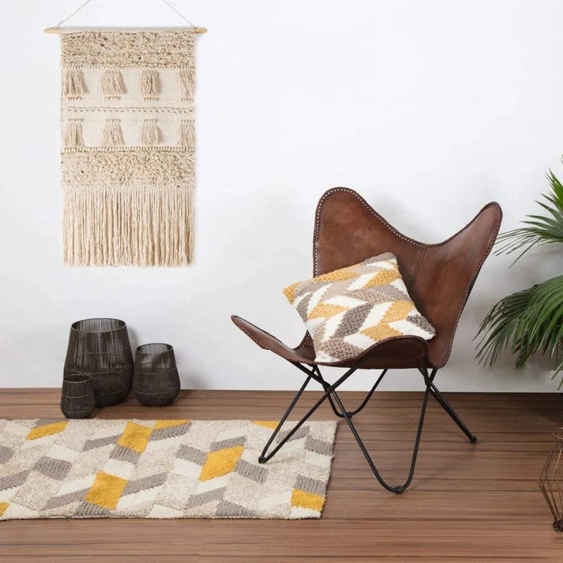NATURALS EXPORT NATURALS EXPORT Handcrafted Leather Butterfly Chair Leather BKF Living Room Luxury Relaxing Chair with Free Wallet Full Chair - Image 2