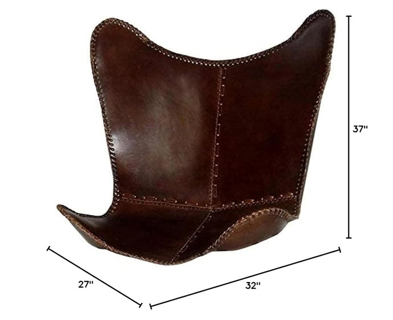 NATURALS EXPORT NATURALS EXPORT Handcrafted Leather Butterfly Chair Leather BKF Living Room Luxury Relaxing Chair with Free Wallet Full Chair - Image 3