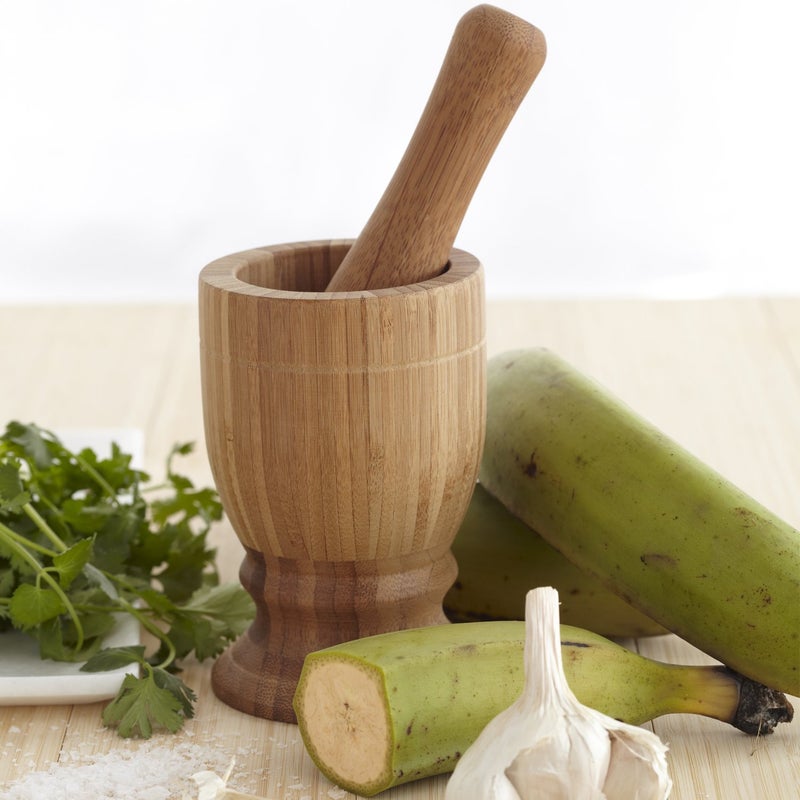 IMUSA USA Large Bamboo Mortar and Pestle, Brown - Image 2