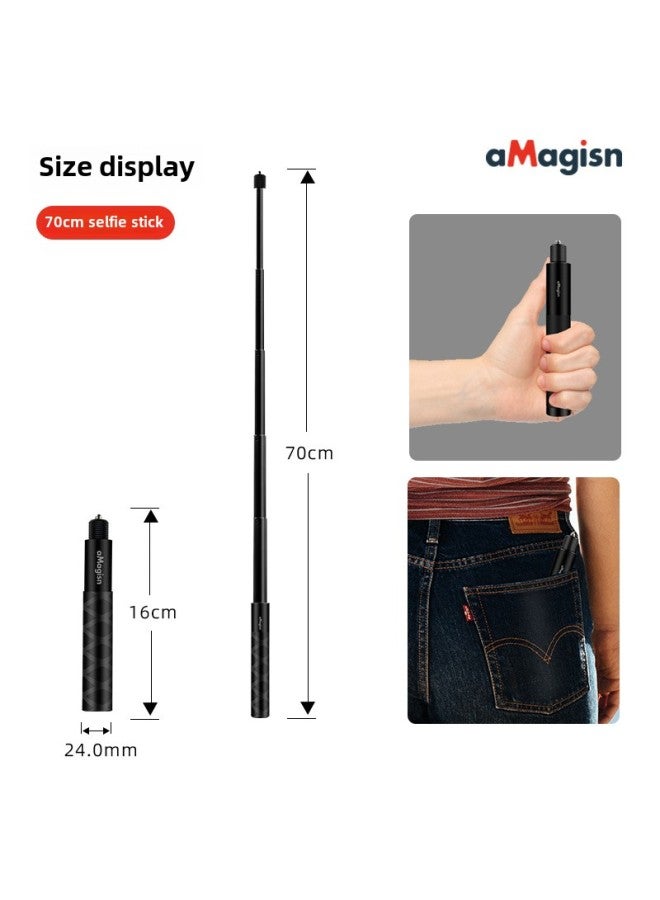 Amai Fit Insta360x2x3 Invisible Selfie Stick 1.2 M Aluminum Alloy Carbon Fiber Sports Camera Bracket-Color:Amai 70cm Selfie Stick  - Image 3
