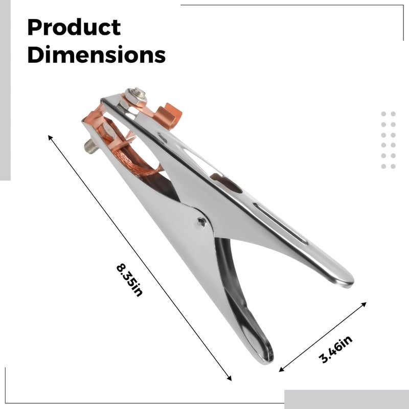 500A Welding Ground Clamp With Lug, Copper A-Shape Heavy Duty Clamp, 2.9 In Jaw Opening For Welding Machine - Image 3