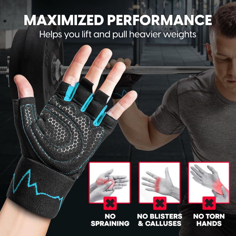 MhIL Workout Gloves for Men â€“ Comfortable Gym Gloves for Men with Enhanced Grip for Safety and Hand Protection â€“ Weight Lifting Protection with Wrist Wraps Support for Performance Boost and Style - Image 3