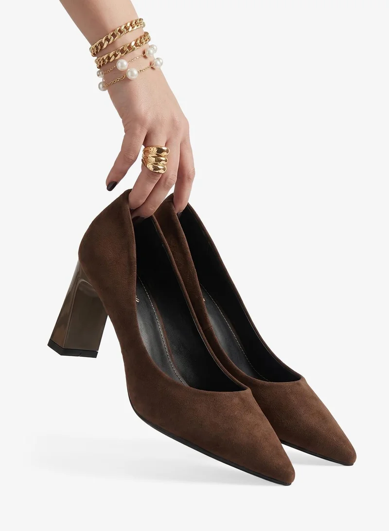 Ella Block Mid Heel Classic Pointed Toe Pumps
