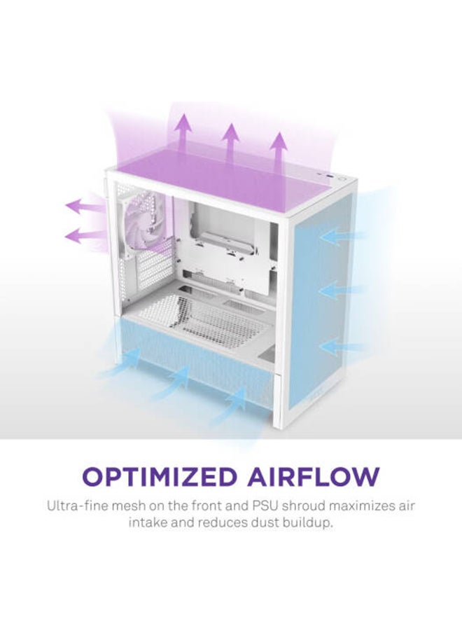 H3 Flow, Micro-ATX Mid-Tower PC Case High Airflow Design, Tempered Glass Side Panel, Compact Form Factor, Front I/O with USB-C and USB 3.2 Gen 1, White | CC-H31FW-01