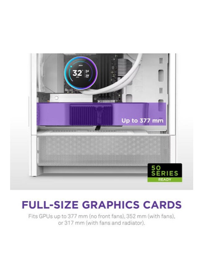 NZXT H3 Flow, Micro-ATX Mid-Tower PC Case High Airflow Design, Tempered Glass Side Panel, Compact Form Factor, Front I/O with USB-C and USB 3.2 Gen 1, White | CC-H31FW-01  - Image 4