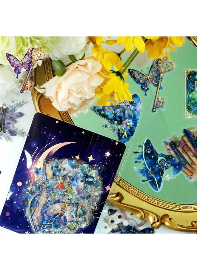 Bluejw 30 Magic Elements Series Mysterious Cat PET Bronzing Stickers Laser Shell Light DIY Hand Account Material Stickers  - Image 3