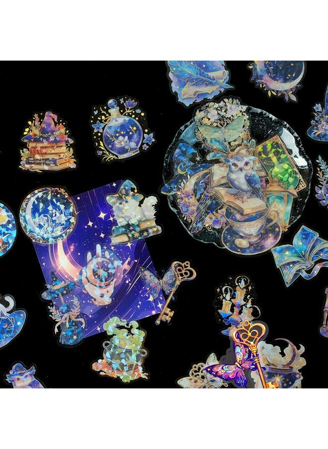 Bluejw 30 Magic Elements Series Mysterious Cat PET Bronzing Stickers Laser Shell Light DIY Hand Account Material Stickers  - Image 5