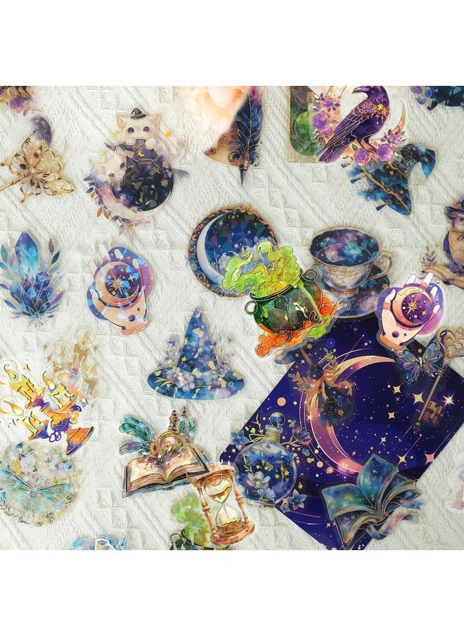 Bluejw 30 Magic Elements Series Mysterious Cat PET Bronzing Stickers Laser Shell Light DIY Hand Account Material Stickers  - Image 2