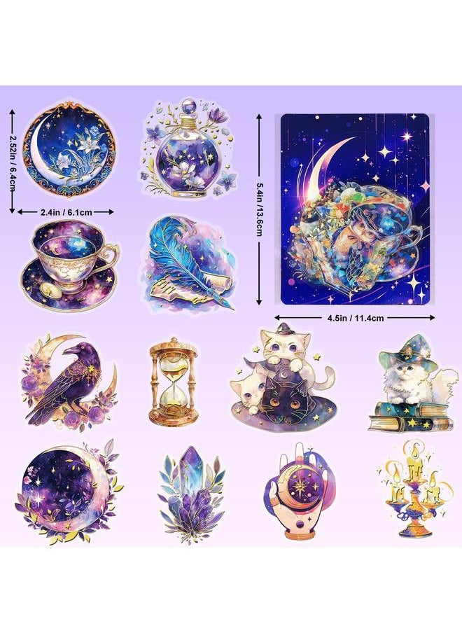 Bluejw 30 Magic Elements Series Mysterious Cat PET Bronzing Stickers Laser Shell Light DIY Hand Account Material Stickers  - Image 4