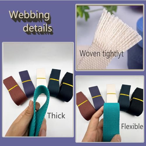 Dortrue 1.5 Inch Heavy Cotton Webbing 18 Yards 6 Colors Mixed Webbing Straps for Bags Handles,Tote Bag Webbing，Cloth Belt,Making Outdoor Supplies - Image 4