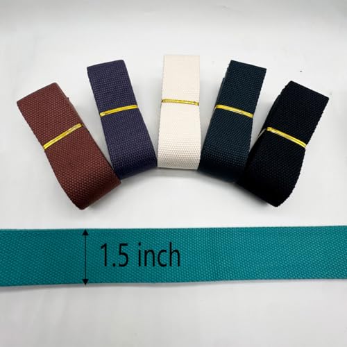 Dortrue 1.5 Inch Heavy Cotton Webbing 18 Yards 6 Colors Mixed Webbing Straps for Bags Handles,Tote Bag Webbing，Cloth Belt,Making Outdoor Supplies - Image 2