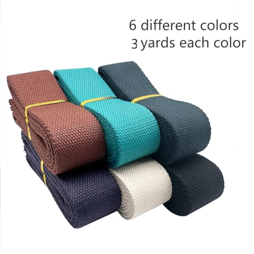 Dortrue 1.5 Inch Heavy Cotton Webbing 18 Yards 6 Colors Mixed Webbing Straps for Bags Handles,Tote Bag Webbing，Cloth Belt,Making Outdoor Supplies - Image 3
