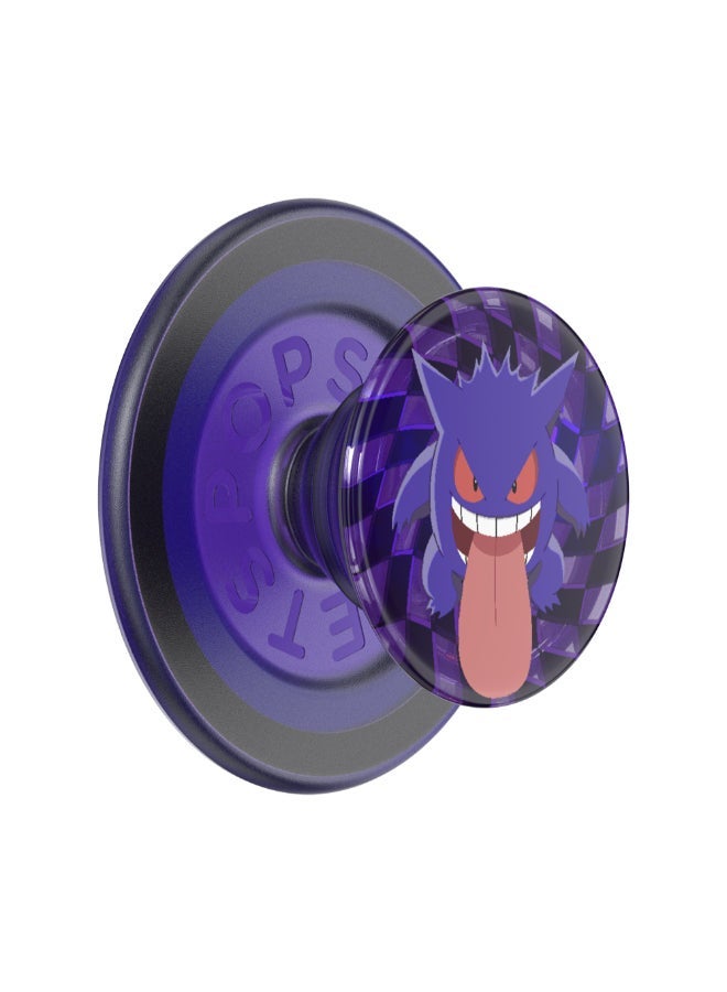 POPSOCKETS حامل وقبضة مغناطيسية للهاتف من MagSafe PopGrip مرخصة، مغناطيس قوي، لهاتف iPhone 15/14/13/12 وحافظات MagSafe، حلقة محول متضمنة للهواتف والحافظات غير المزودة بـ MagSafe - Pokemon Ghost Gengar - Image 1