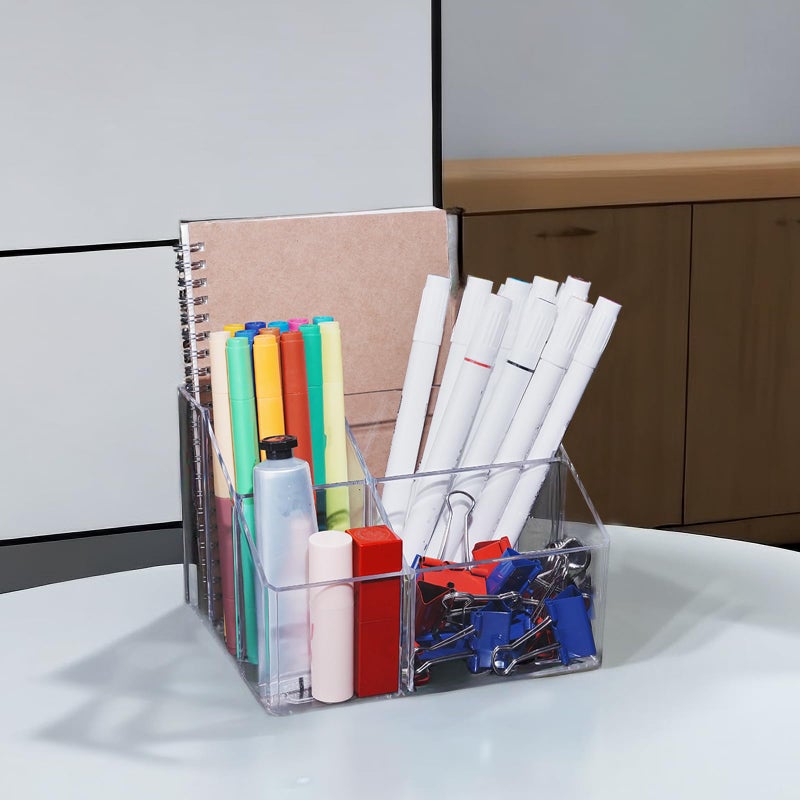 HSYMQ Acrylic Desk Organizers, Clear Pen Holder and Pencil Holder Display Stand for Office, School and Home - Image 4