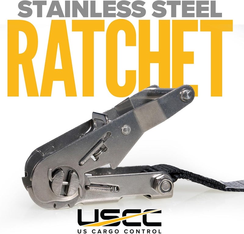 US Cargo Control Stainless Steel Ratchet Strap Tie Down - 2 Pack - Image 5