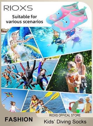 Kids Water Shoes Beach Socks, Toddler Baby Girls Boys Barefoot, Quick-Dry Non-Slip Swim Socks Diving Socks, Sports Shoes for Kids in Beach Swimming Pool Water Park, Comfort Beach Socks Baby Barefoot, Snorkelling Diving Socks for Toddler, Big/Little Kids, Pink Whale - view 2