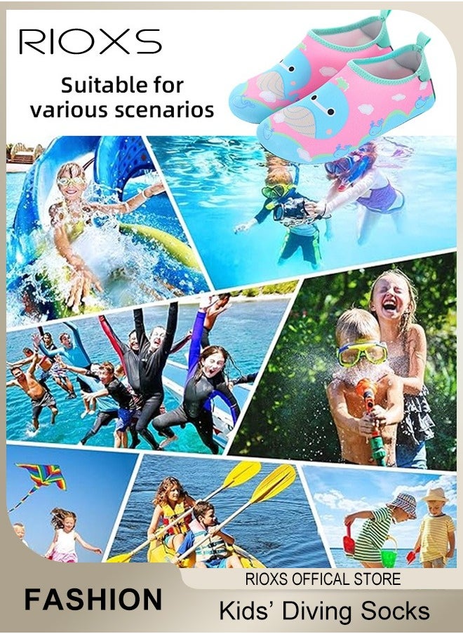 RIOXS Kids Water Shoes Beach Socks, Toddler Baby Girls Boys Barefoot, Quick-Dry Non-Slip Swim Socks, Quick-Dry Non-Slip Diving Socks, Sports Shoes For Kid In Beach Swimming Pool Water Park, Barefoot Aqua Socks Shoes  - Image 2