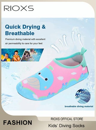 Kids Water Shoes Beach Socks, Toddler Baby Girls Boys Barefoot, Quick-Dry Non-Slip Swim Socks Diving Socks, Sports Shoes for Kids in Beach Swimming Pool Water Park, Comfort Beach Socks Baby Barefoot, Snorkelling Diving Socks for Toddler, Big/Little Kids, Pink Whale - view 3
