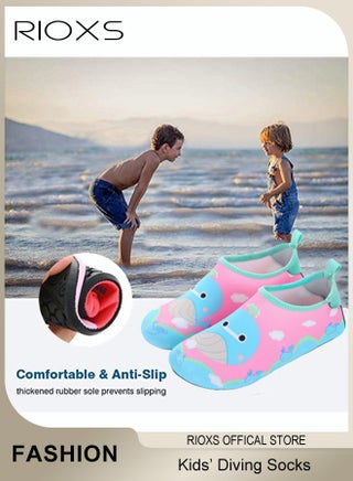 Kids Water Shoes Beach Socks, Toddler Baby Girls Boys Barefoot, Quick-Dry Non-Slip Swim Socks Diving Socks, Sports Shoes for Kids in Beach Swimming Pool Water Park, Comfort Beach Socks Baby Barefoot, Snorkelling Diving Socks for Toddler, Big/Little Kids, Pink Whale - view 4