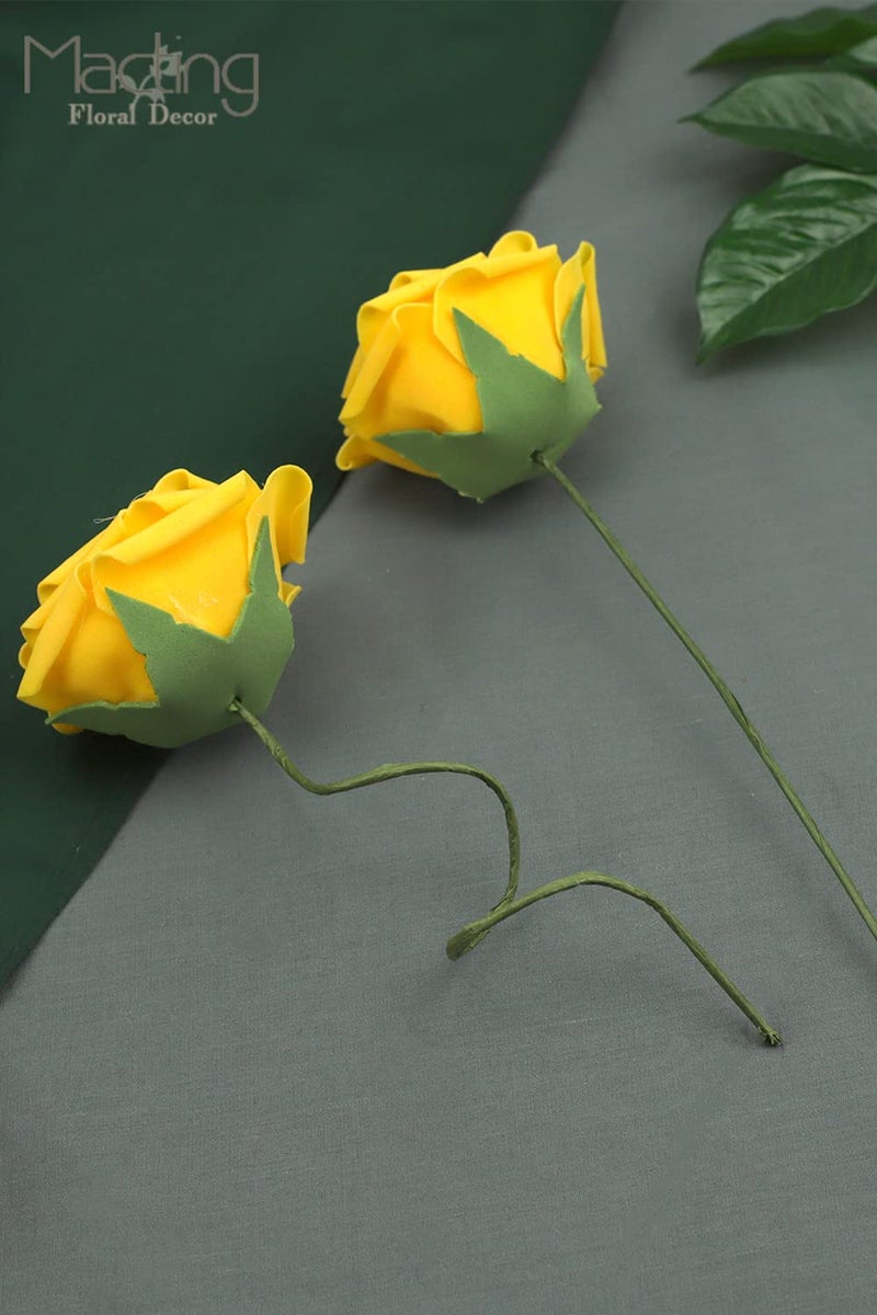 MACTING Artificial Rose Flower  30pcs Real Touch Fake Roses for Mother's Day DIY Bridal Bouquets Wedding Party Baby Shower Home Autumn Decor(Yellow) - Image 4