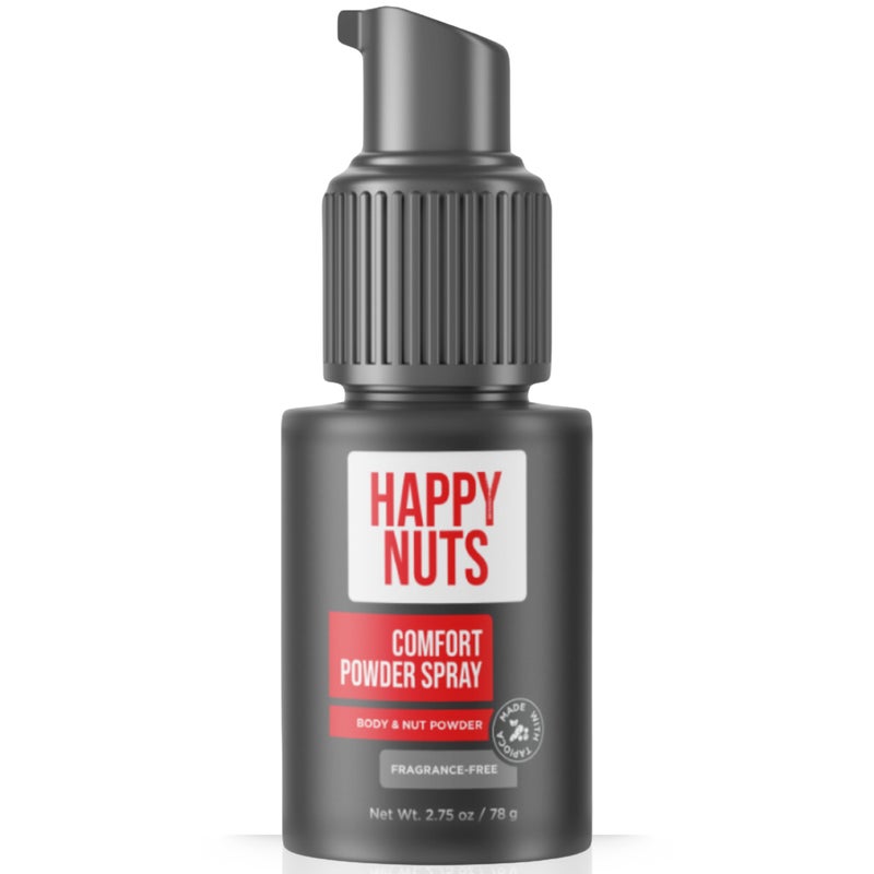 HAPPY NUTS Comfort Powder Spray Deodorant For Men: Anti-Chafing, Sweat and Odor Control for Jock Itch, Aluminum-Free, 2.75 oz (1 Pack), Fragrance-Free - Image 1