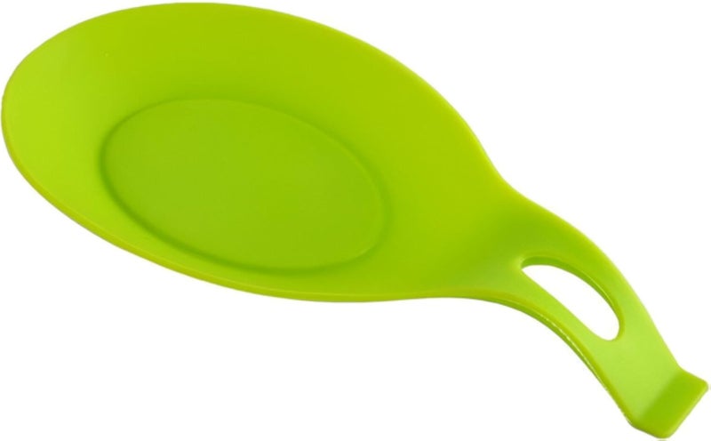 Flexible Spoon Holder - Kitchen Silicone Utensil Rest in Unique Almond Shape, Non-Stick and Heat Resistant Worktop and Stove Holder, Large Capacity with Five Vibrant Color Choices (1pcs)