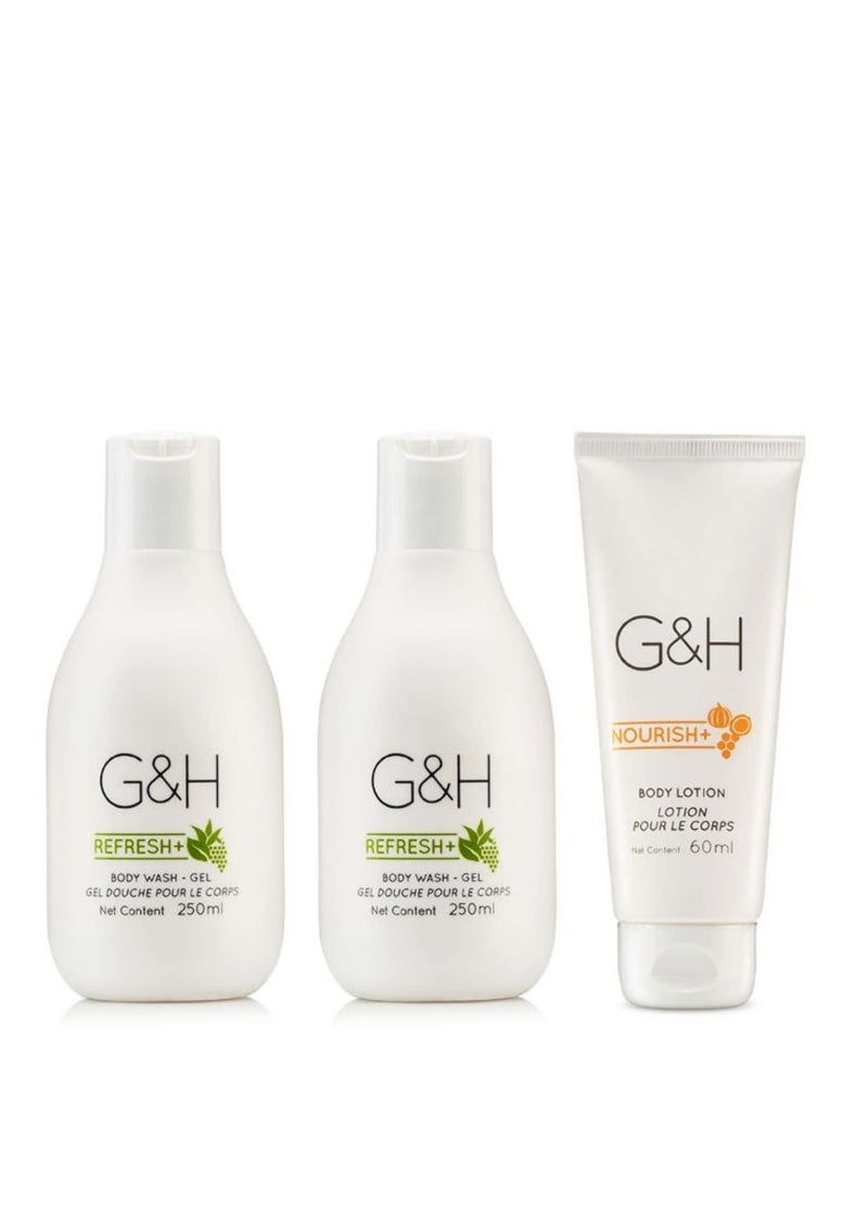 Amway G&H Refresh+ Body Wash - Gel 250ml Qty-2 & Lotion 60ml - Image 1