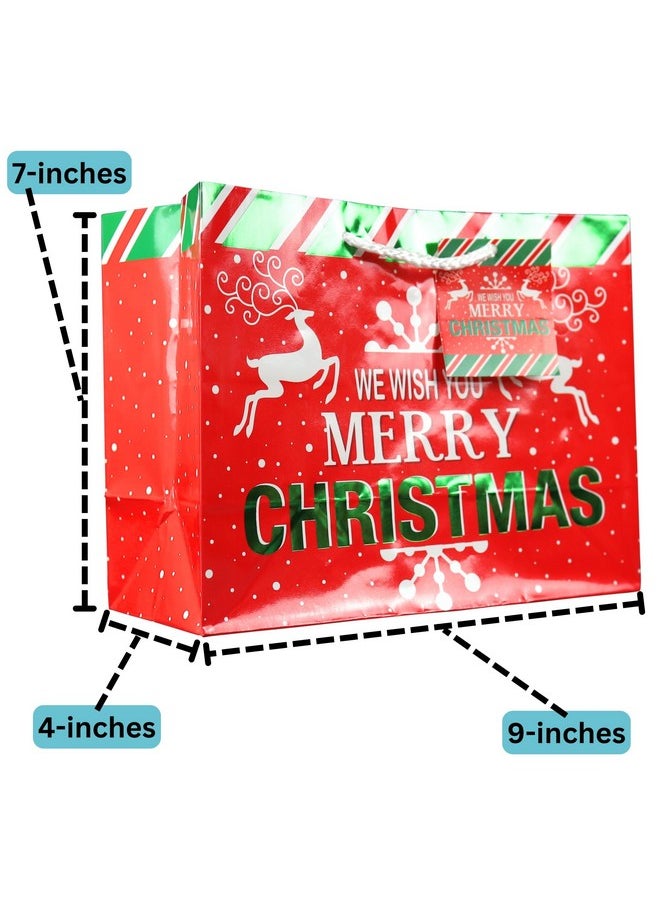 Iconikal Medium Gift Bags With Tissue Paper For Christmas 24-Pack Fun Bright Designs Merry Christmas, Joy, Holidays  - Image 3