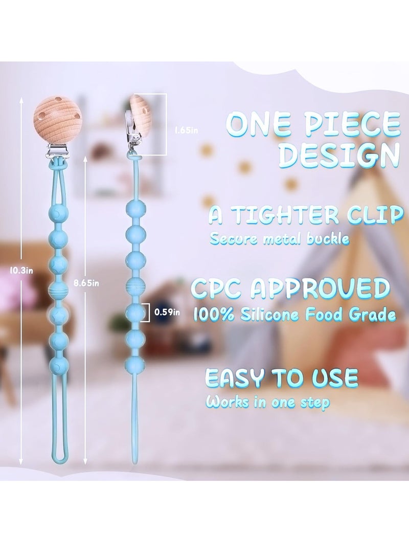4 Pack Silicone Pacifier Clip Holder with One Piece Design, Soft Flexible Binky Clips with Texture, Teethers Toys Clips, for Baby Boys and Girls - Image 2