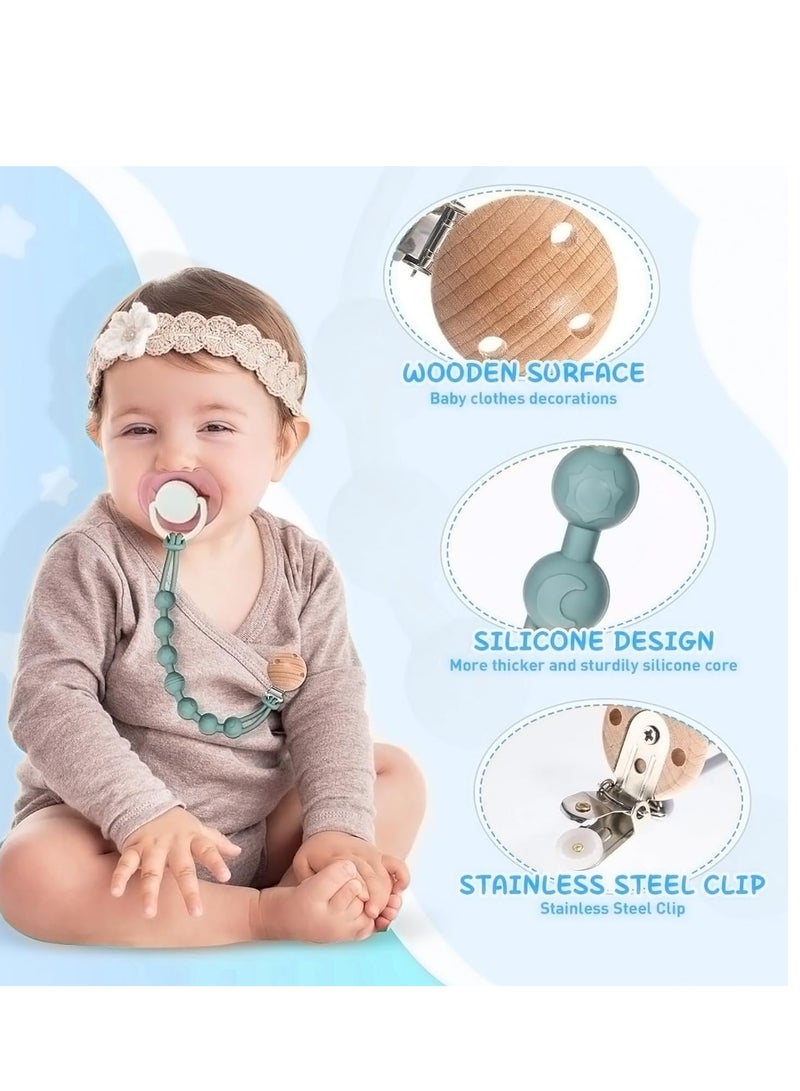4 Pack Silicone Pacifier Clip Holder with One Piece Design, Soft Flexible Binky Clips with Texture, Teethers Toys Clips, for Baby Boys and Girls - Image 3