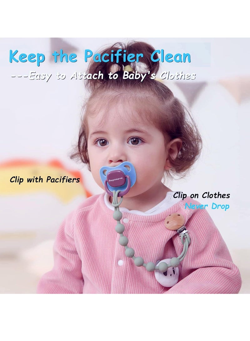 4 Pack Silicone Pacifier Clip Holder with One Piece Design, Soft Flexible Binky Clips with Texture, Teethers Toys Clips, for Baby Boys and Girls - Image 5