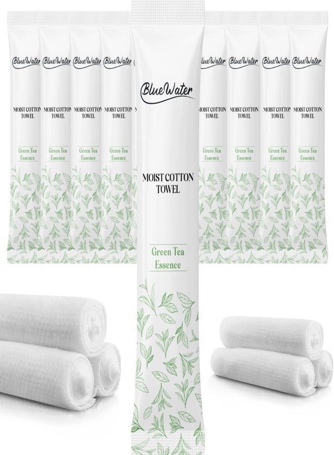 BlueWater (50-Units Individually-Wrapped Moist Scented Towels - Single-Use Premium Towelettes (12x12, Green Tea - Image 1