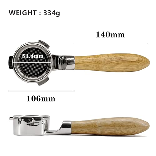 NEOUZA Espresso Bottomless 54mm Portafilter FlatBottom Design for Stable Placement Compatible with Breville 870875878880 Filter Basket Coffee Machines 304 Stainless Steel Walnut Brown - Image 3