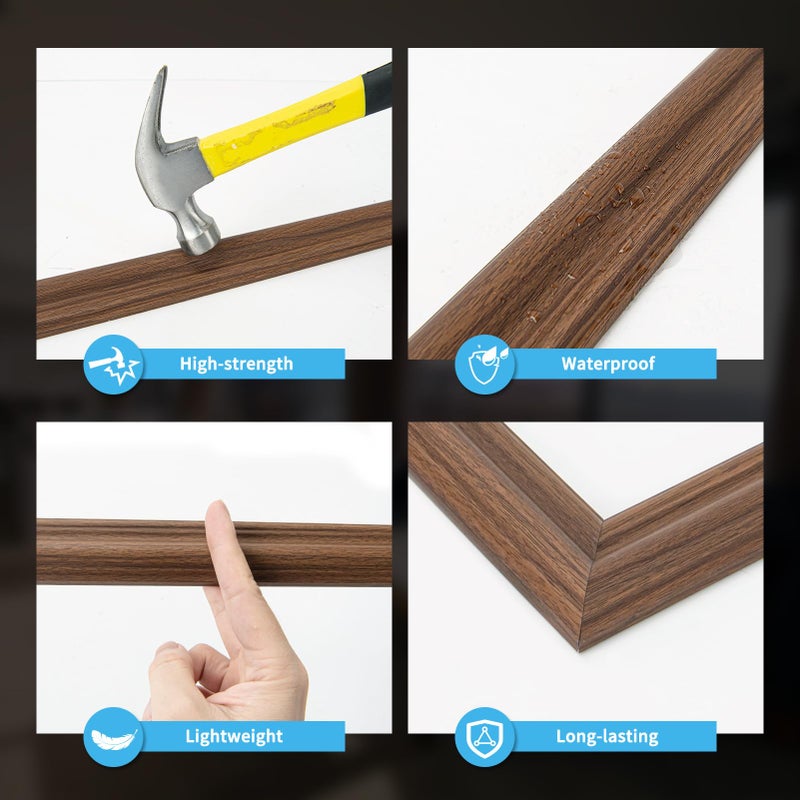 Art3d Pre-Cut Wall Molding Set of 6 pcs, Ready-to-Assemble Wainscoting Panels for Interior Wall DÃ©cor Living Room Bedroom Accent Wall - Installed with Glue, 3 Top 3 Bottom, Walnut - Image 5