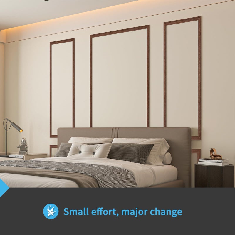 Art3d Pre-Cut Wall Molding Set of 6 pcs, Ready-to-Assemble Wainscoting Panels for Interior Wall DÃ©cor Living Room Bedroom Accent Wall - Installed with Glue, 3 Top 3 Bottom, Walnut - Image 2