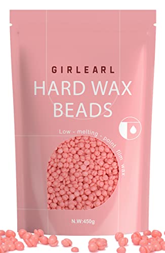 GIRLEARLE Hard Wax Beads 1lb Wax Beans for Hair Removal Sensitive Skin with Rose Formula Perfect for Full Body Facial Brazilian Bikini and Legs at Home Wax Refill for Women Men pink