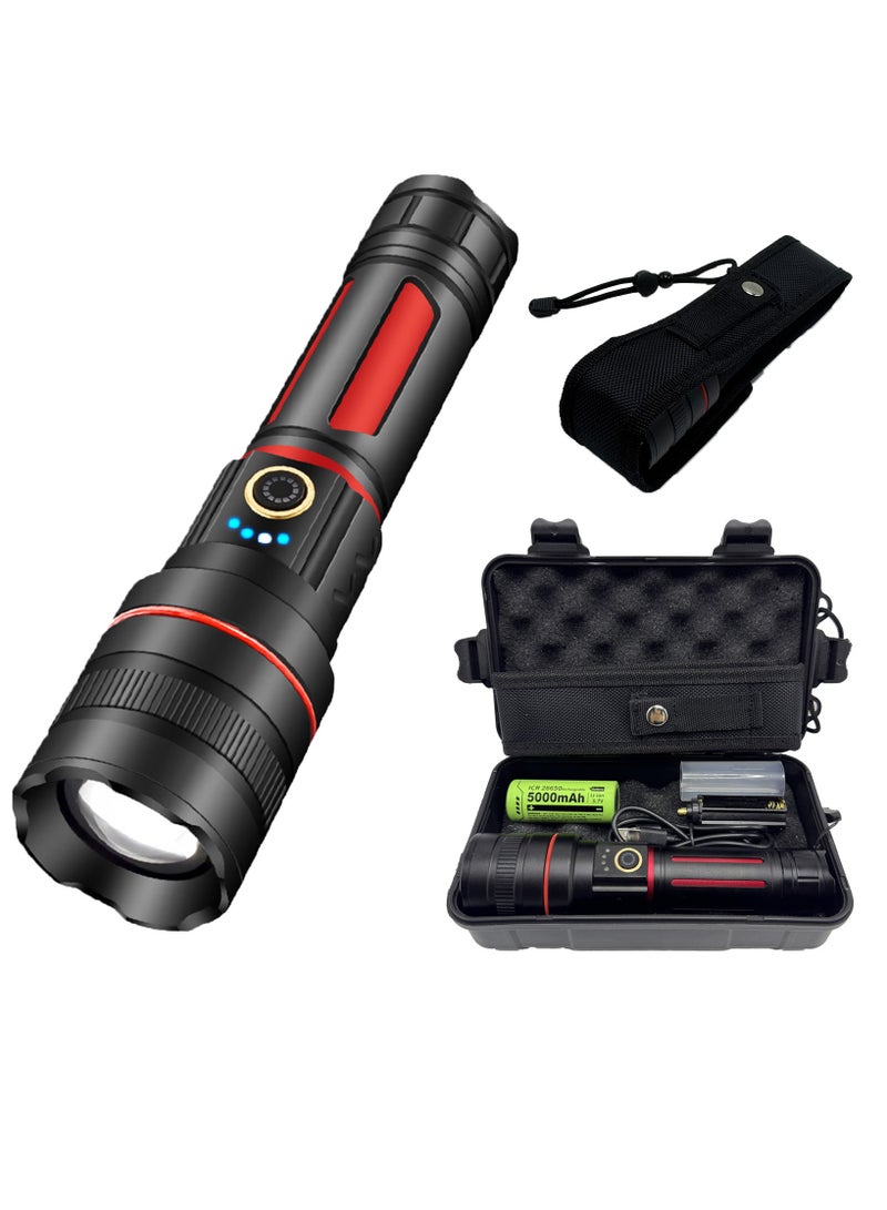 Rechargeable LED Flashlights High Lumens 120000 Lumens Super Bright Flashlight 5 Modes Zoomable IP68 Waterproof Tactical Flashlights for Emergencies and Camping - Image 1