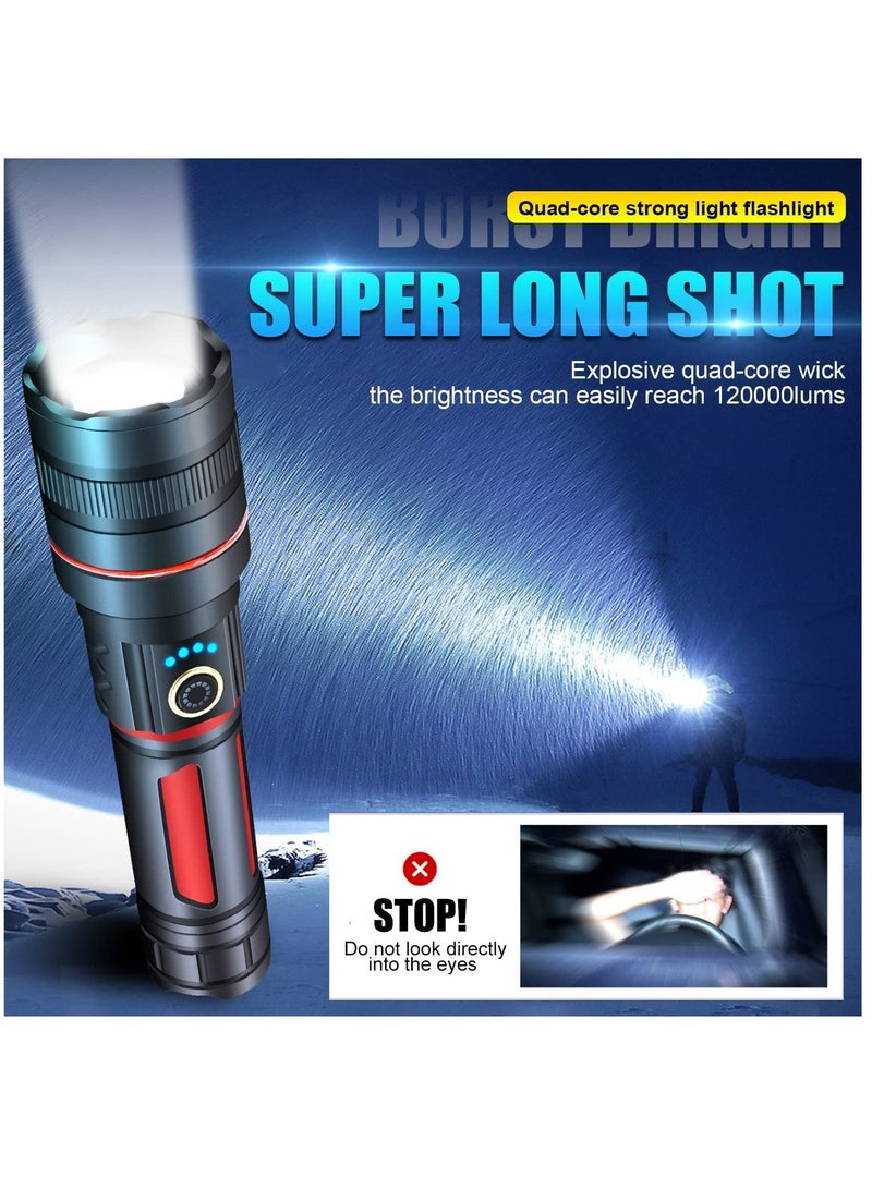 Rechargeable LED Flashlights High Lumens 120000 Lumens Super Bright Flashlight 5 Modes Zoomable IP68 Waterproof Tactical Flashlights for Emergencies and Camping - Image 3