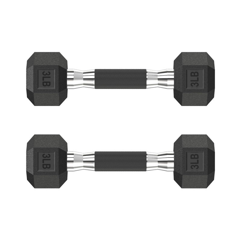 HANDBODE Hex Rubber Dumbbells, Non-Slip Handle Design for Secure & Comfortable Grip, Hand Weights for Strength Training and Home Gym/Pair of 3 LB - Image 1