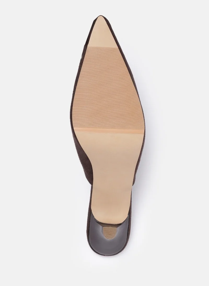 Zoriworld Dark Brown 9TO5 Dark Brown Suede Heels for Women - 3 Inch Heel for Women | Best Price UAE