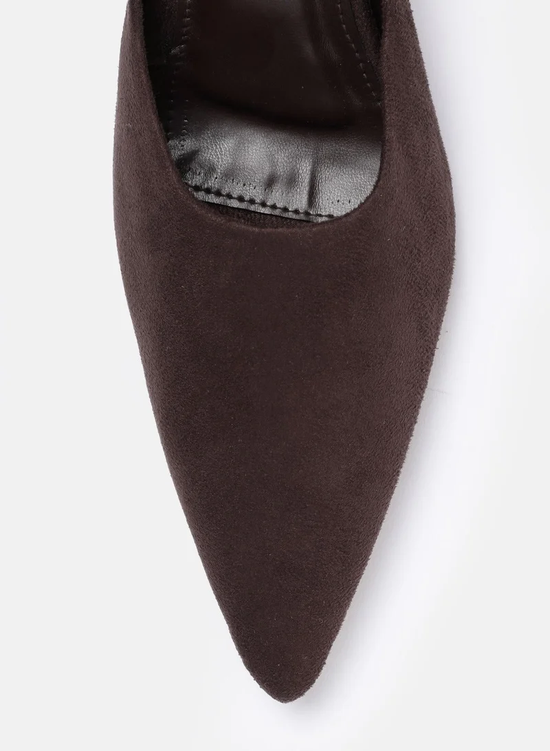 Zoriworld Dark Brown 9TO5 Dark Brown Suede Heels for Women - 3 Inch Heel for Women | Best Price UAE