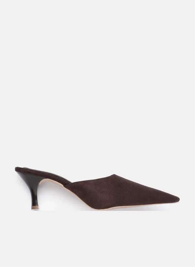 ZORIWORLD 9TO5 Dark Brown Suede Heels for Women - 3 Inch Heel